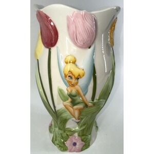 Disney Store Tinker Bell 10" Ceramic Flower Vase Disney Fairies Retired